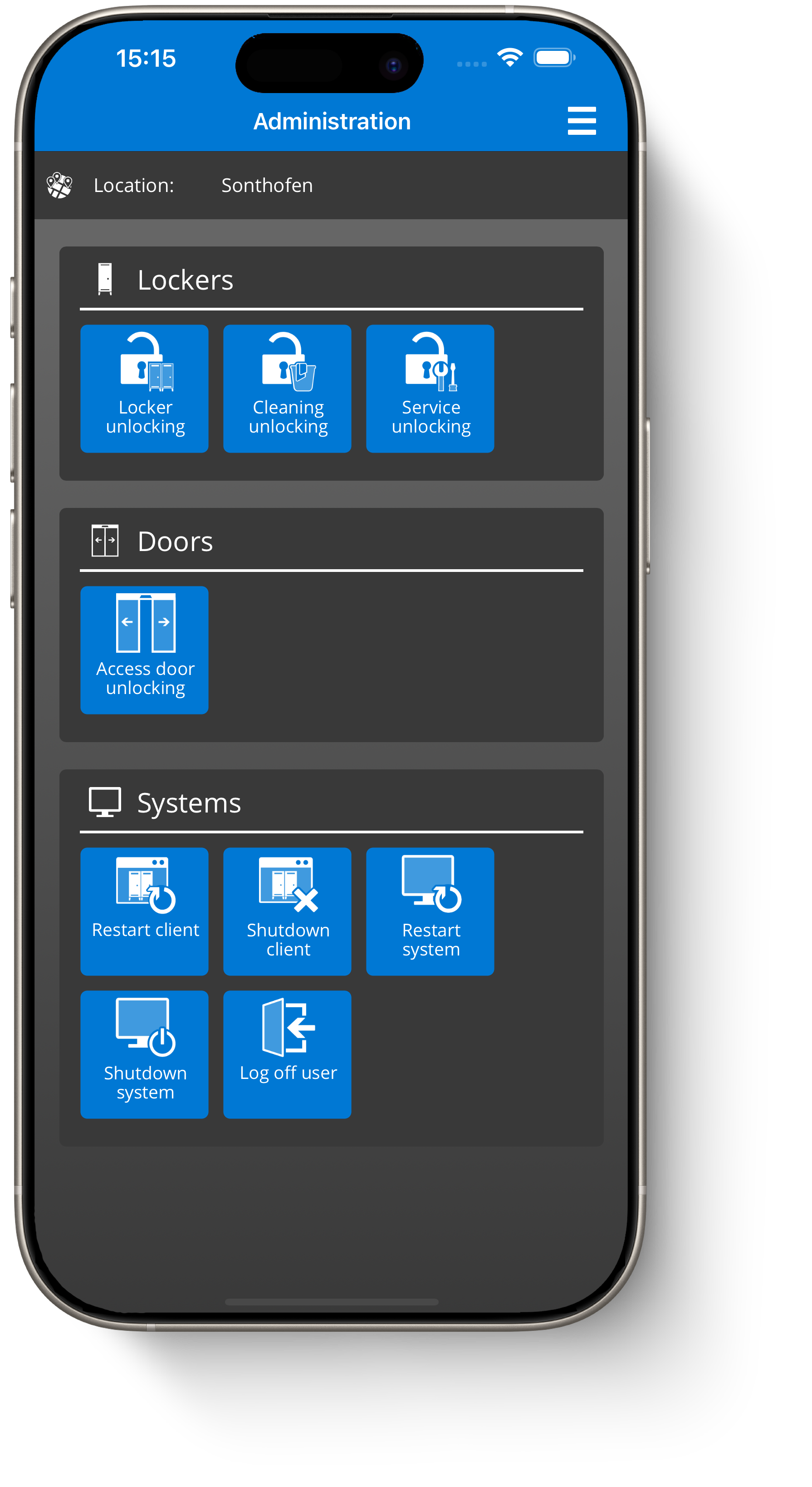 Depot control for door opening with mobile app Depotmaxx Remote.